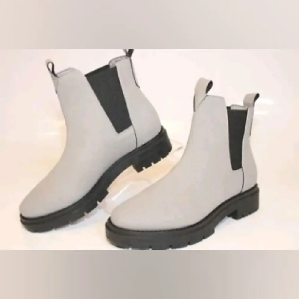NEW TOMS Cement Skylar Nubuck Chelsea Gray Ankle Boots 6